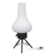 1960s Czech mid-century table lamp with sculptural glass shade and metal tripod