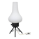 1960s Czech mid-century table lamp with sculptural glass shade and metal tripod