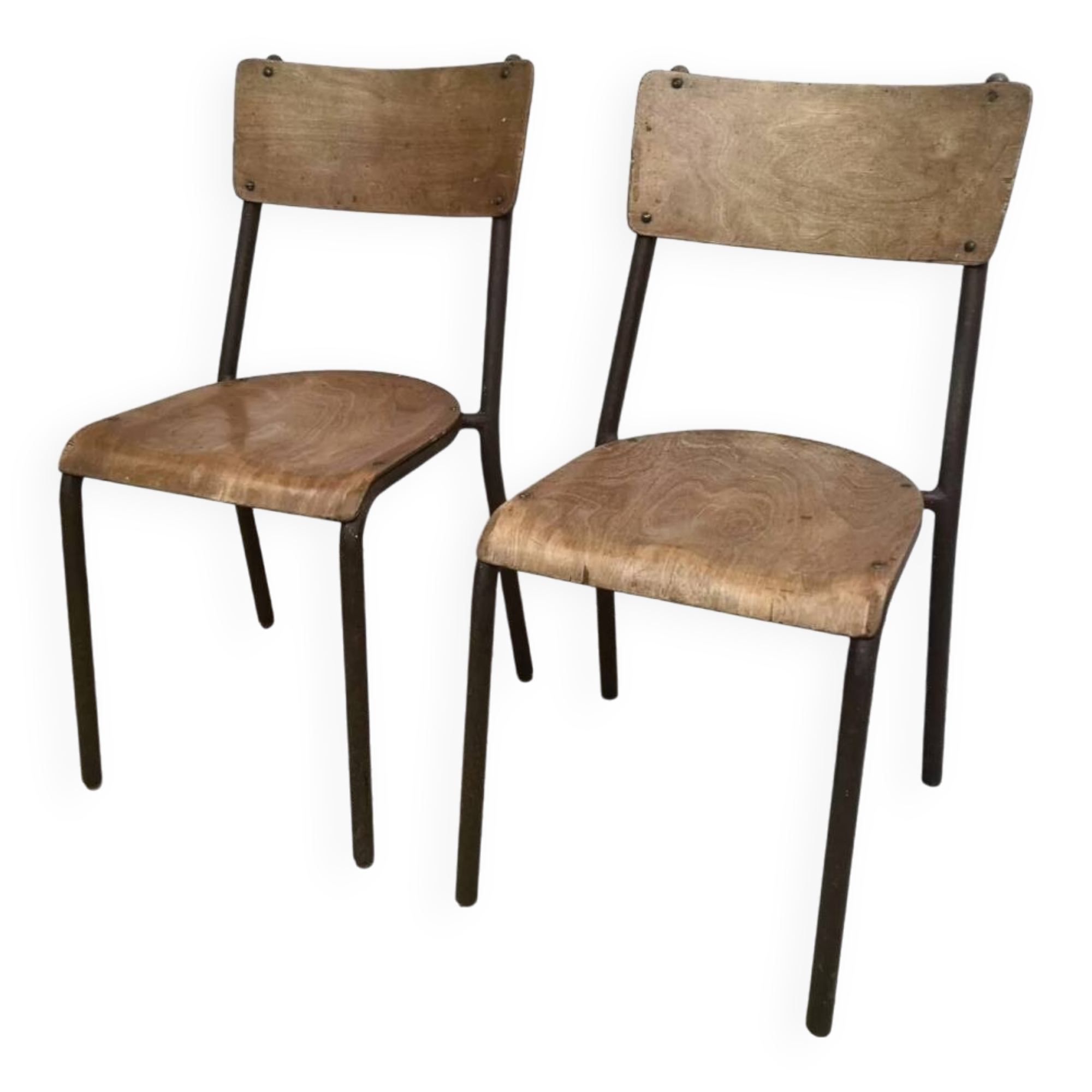 Pair of 1930 30 industrial factory workshop chairs
