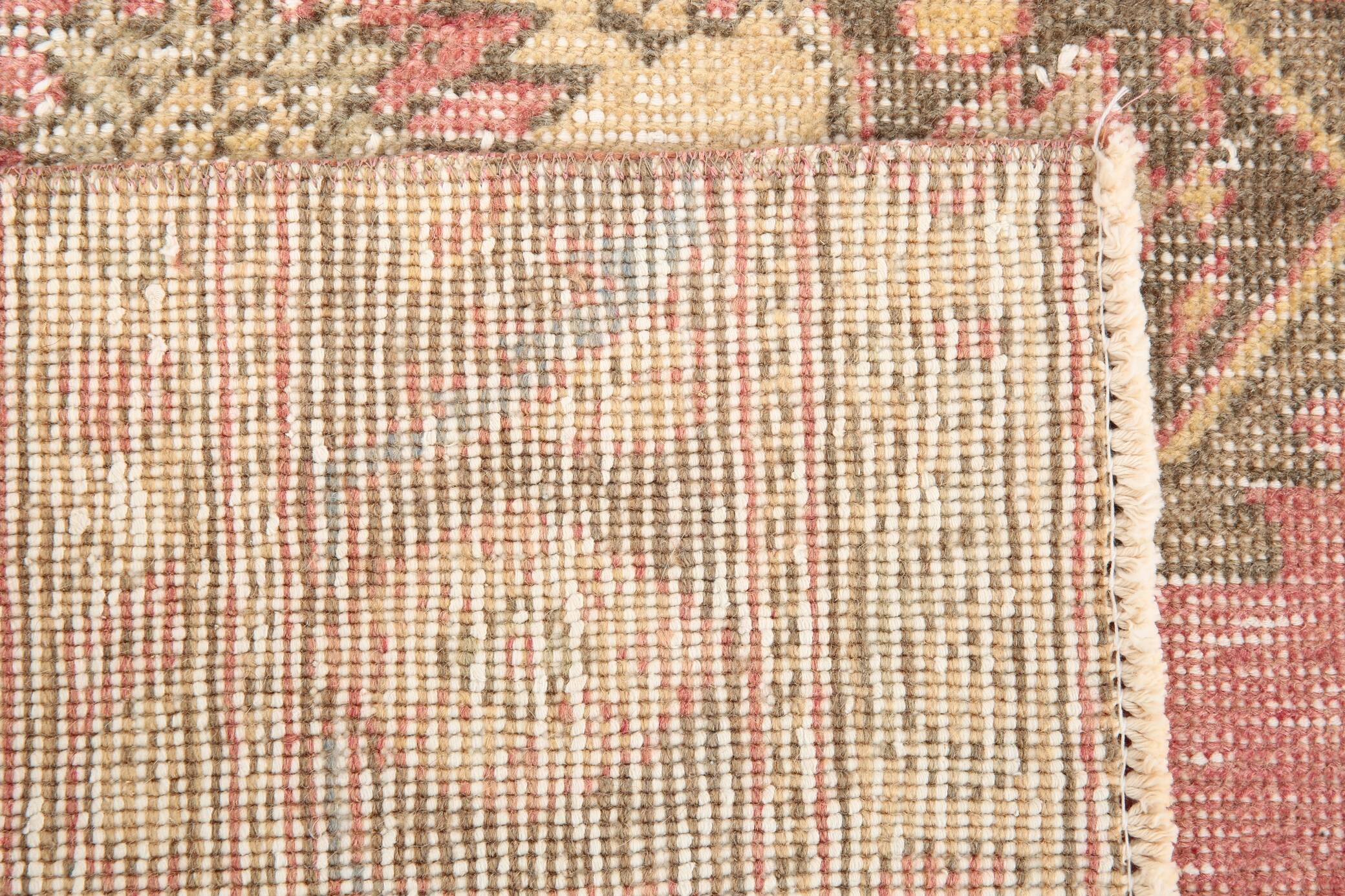 3x12 Pale Red Cream Soft Wool Vintage Runner Rug