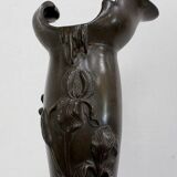Pewter vase, "Young woman picking a water lily", signed P. Jean, Art Nouveau early twentieth century