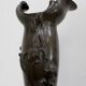 Vase en étain « Jeune femme cueillant un nénuphar », signé P. Jean, Art Nouveau début XXe