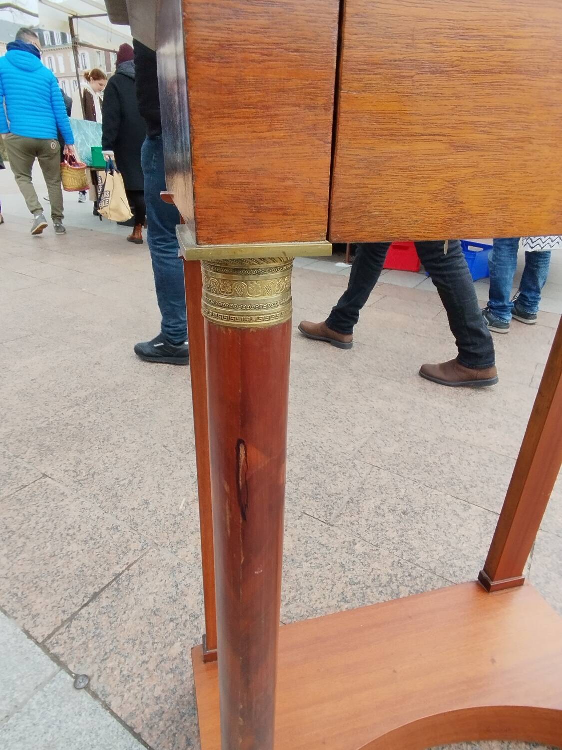 Console ancienne empire avec plateau marbre