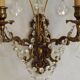Pair of French Baroque Double Bronze Crystal Wall Lights Glass Bead Swags