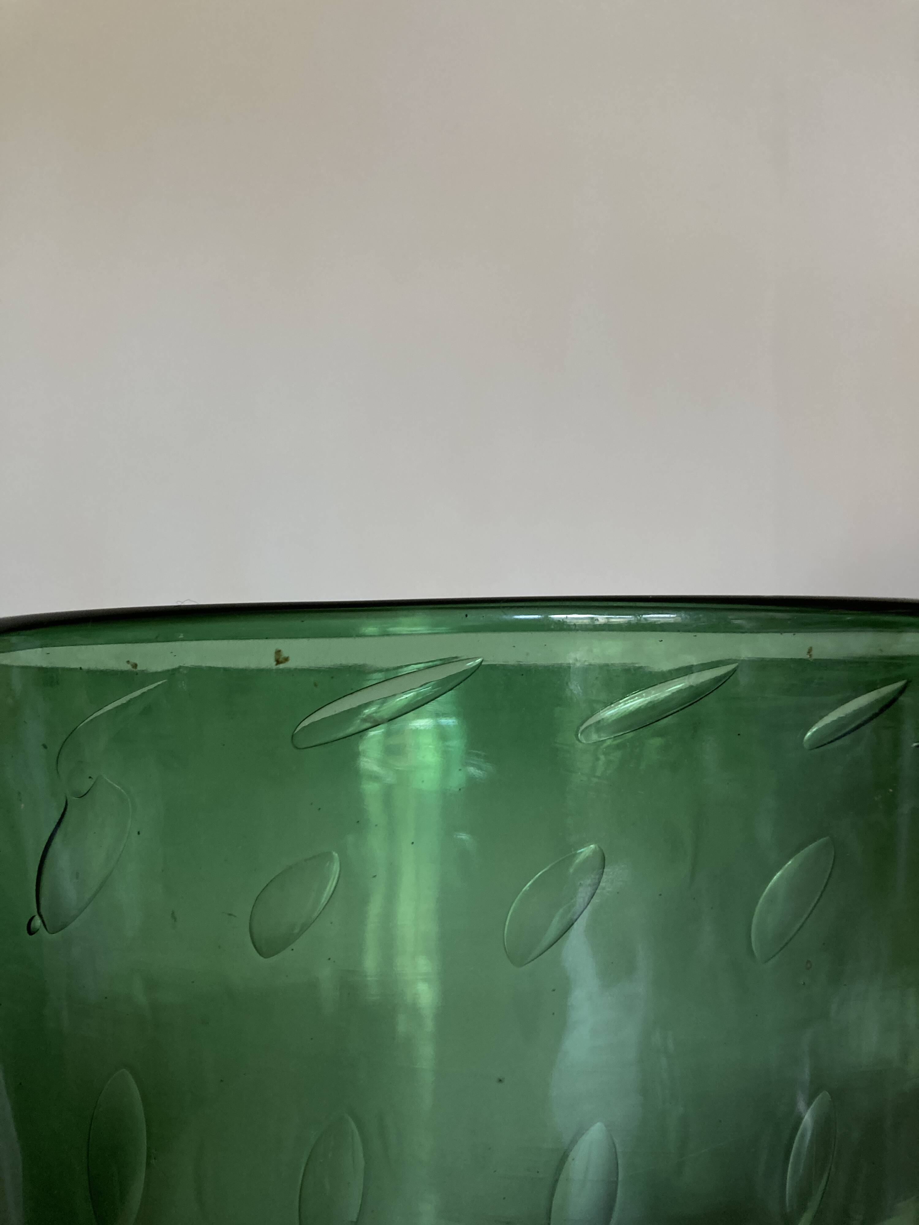 XXXL vase Italian work 1960 in bubble blown Empoli glass