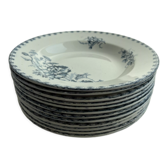 Set of 12 Sarreguemines deep plates, Vega collection