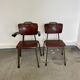 Set of 3 Galvanitas mahogany school chairs 1970s Netherlands