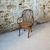 Thonet armchair with bent wood and caning