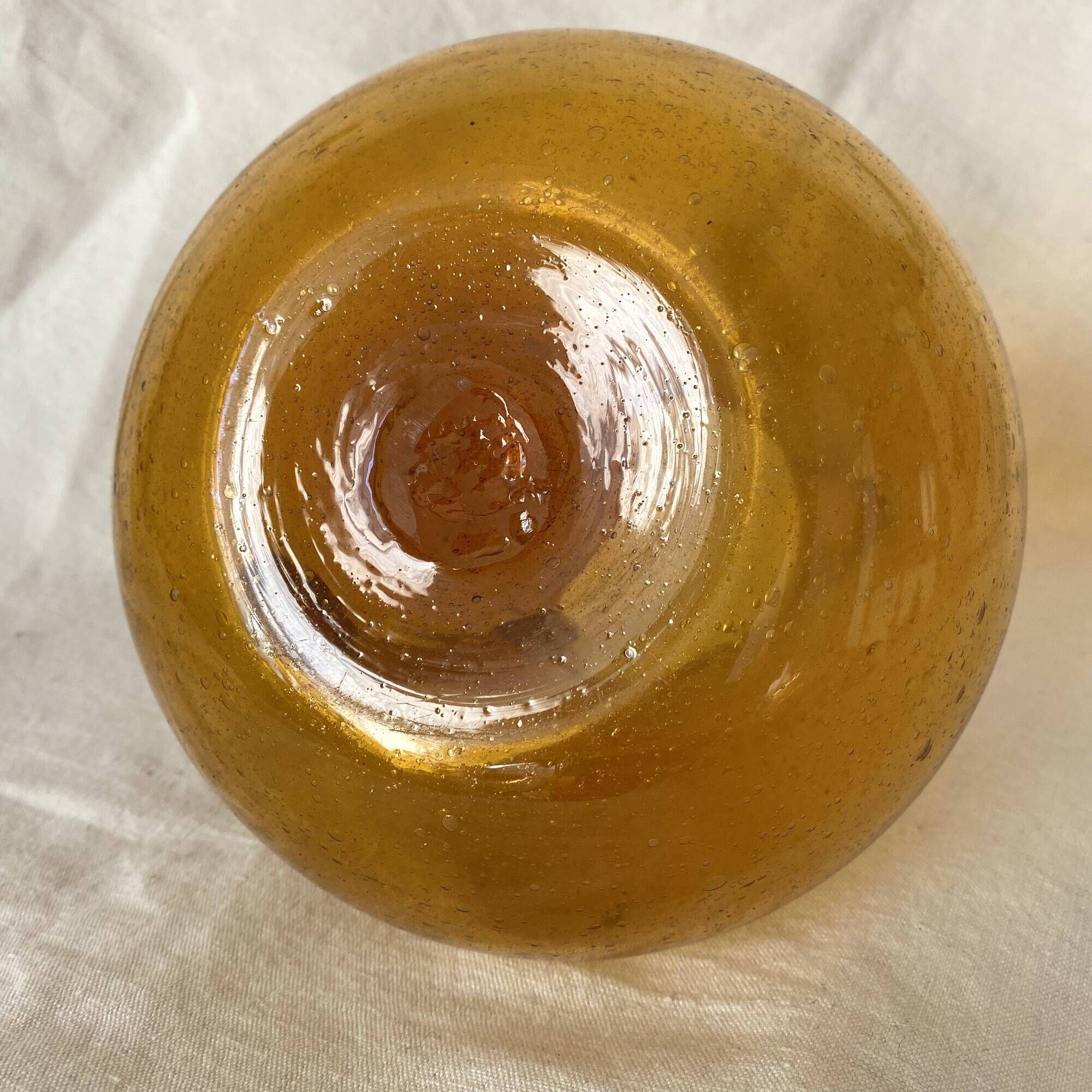 Blown glass jug with caramel bubbles
