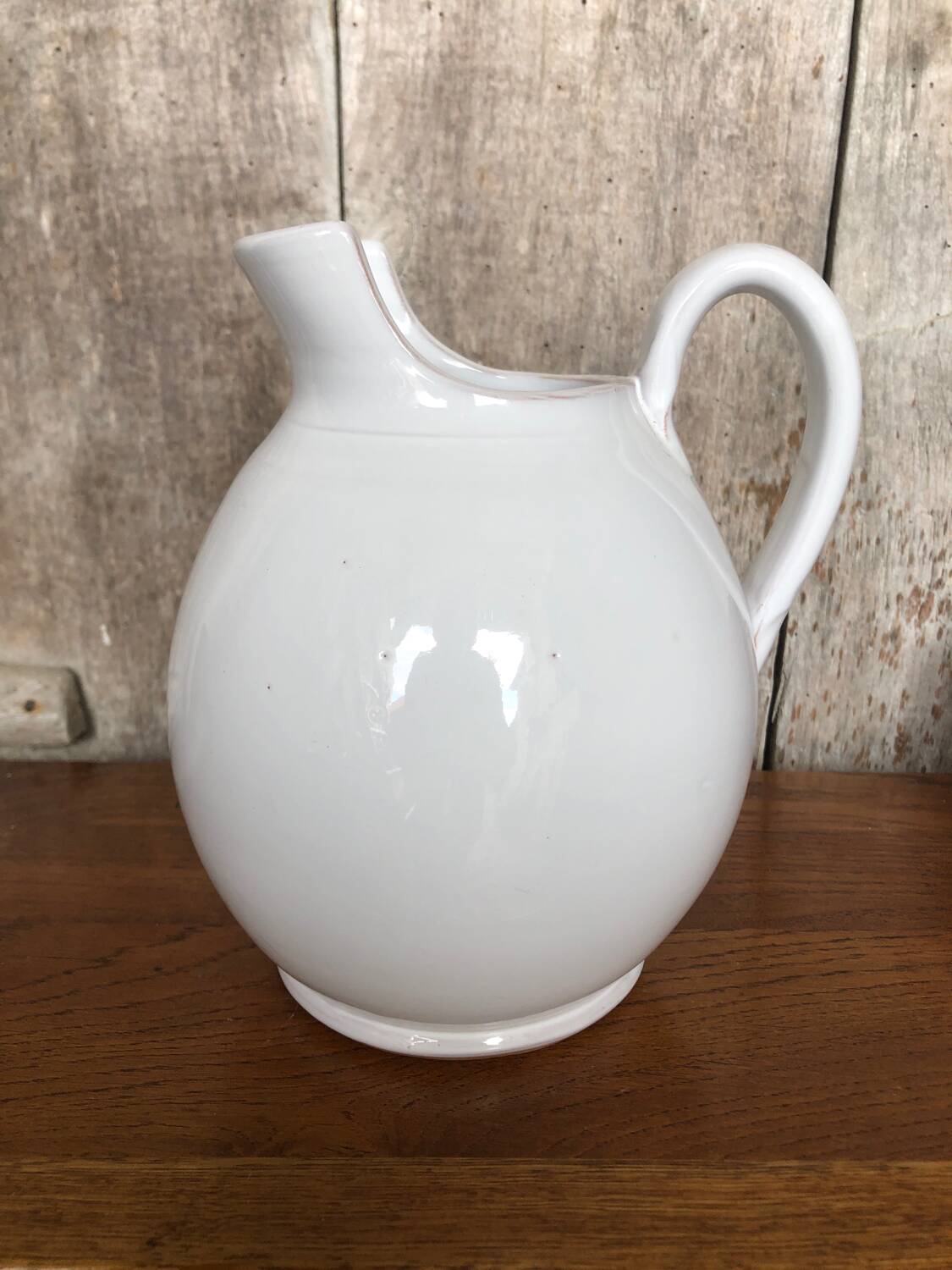 Old Nicola FASANO White Enameled Terracotta Pitcher Italy Vintage #A763
