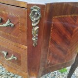 Commode ancienne marqueterie style louis xvi plateau marbre