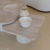 Irregular nesting coffee tables - ATHENA - 70/50 - porous natural travertine
