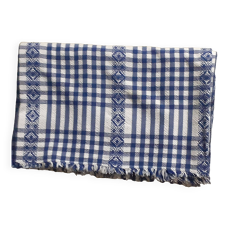 Blue/White checkered tablecloth.