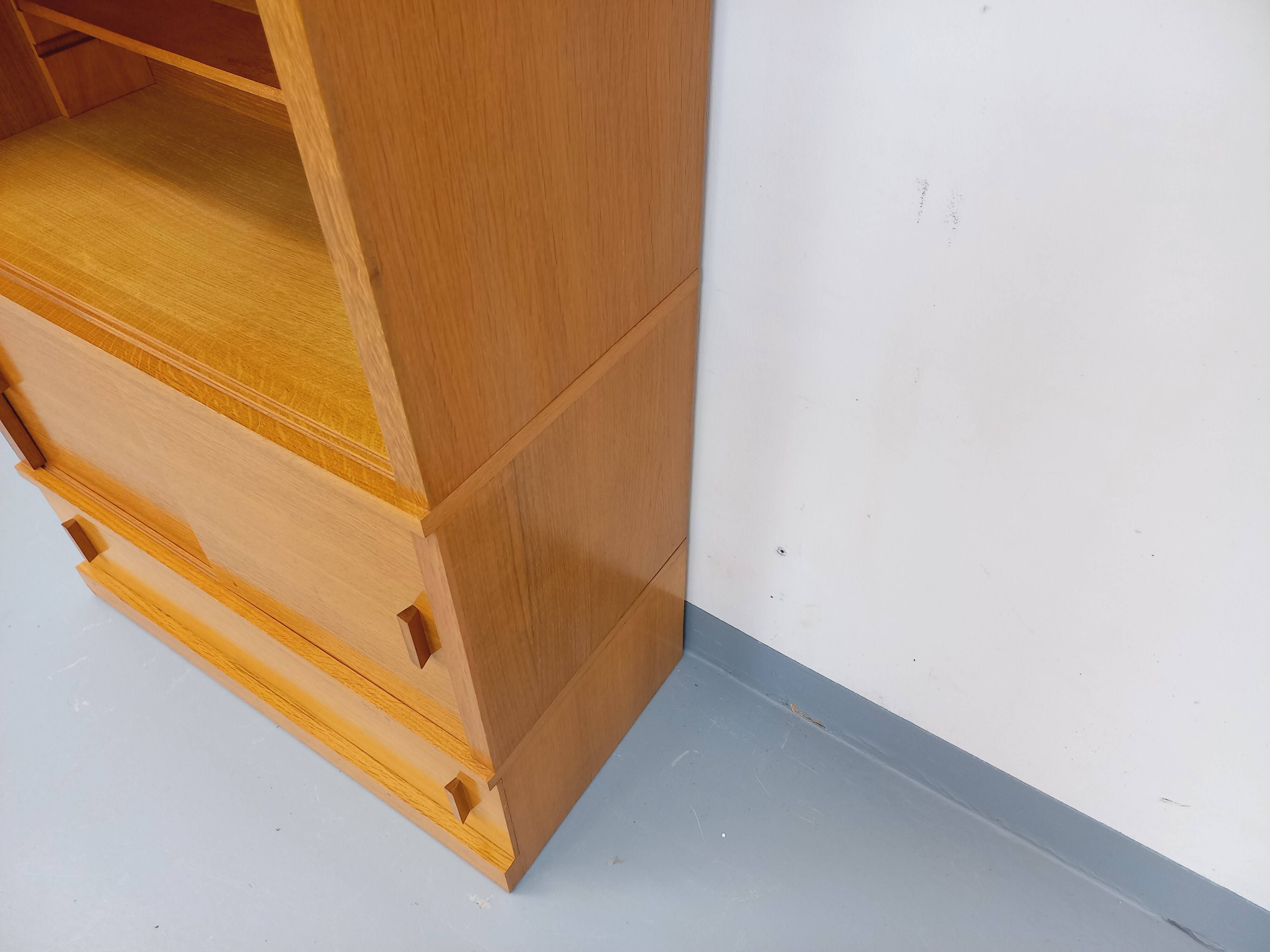 Vintage oak storage bookshelf from the 1960s.