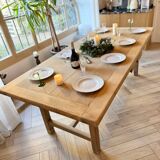 Solid wood farmhouse table with 2 extensions