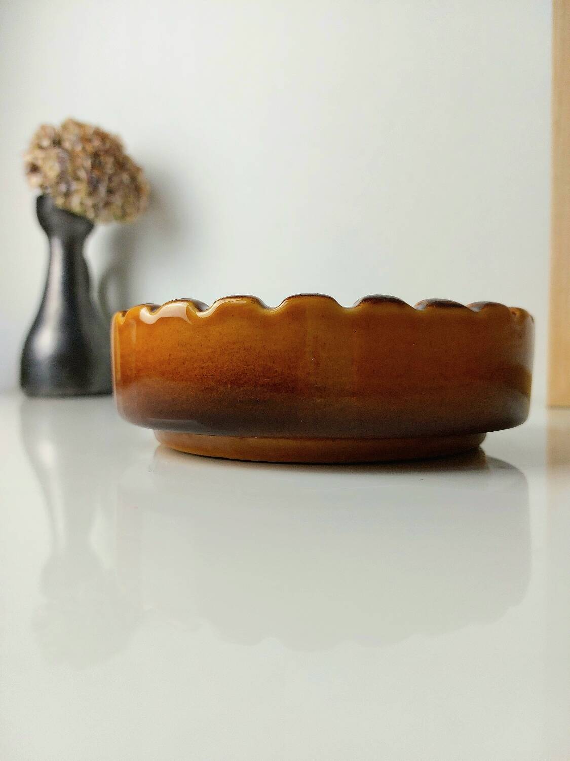 Cendrier céramique ambré années 60