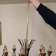Large chandelier Mid-Century 1950s – 8 lights – wrought iron and brass