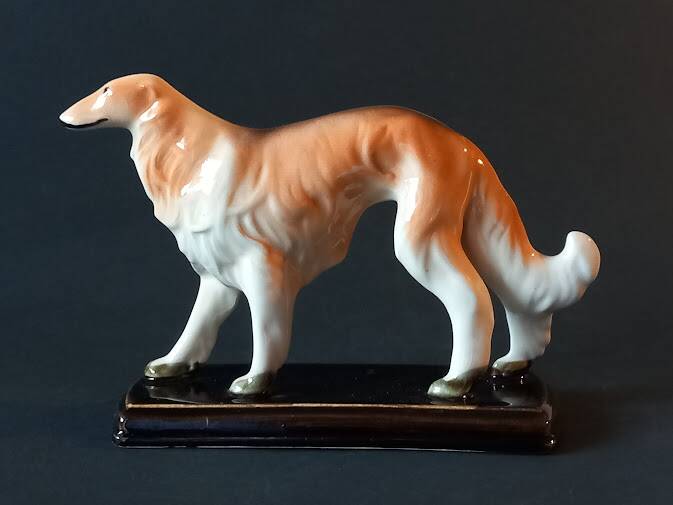 Chien Barzoï en céramique vintage
