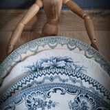 Quartet of mismatched blue plates