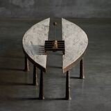 Thomas Serruys steel and stone brutalist coffee table, Belgium, 2019