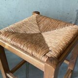 Wooden and straw stool
