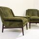 Mid-Century Modern Pair of Italian Armchairs, Green Velvet, 1960s