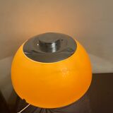 Vintage mushroom desk lamp, chrome design and orange Plexiglas
