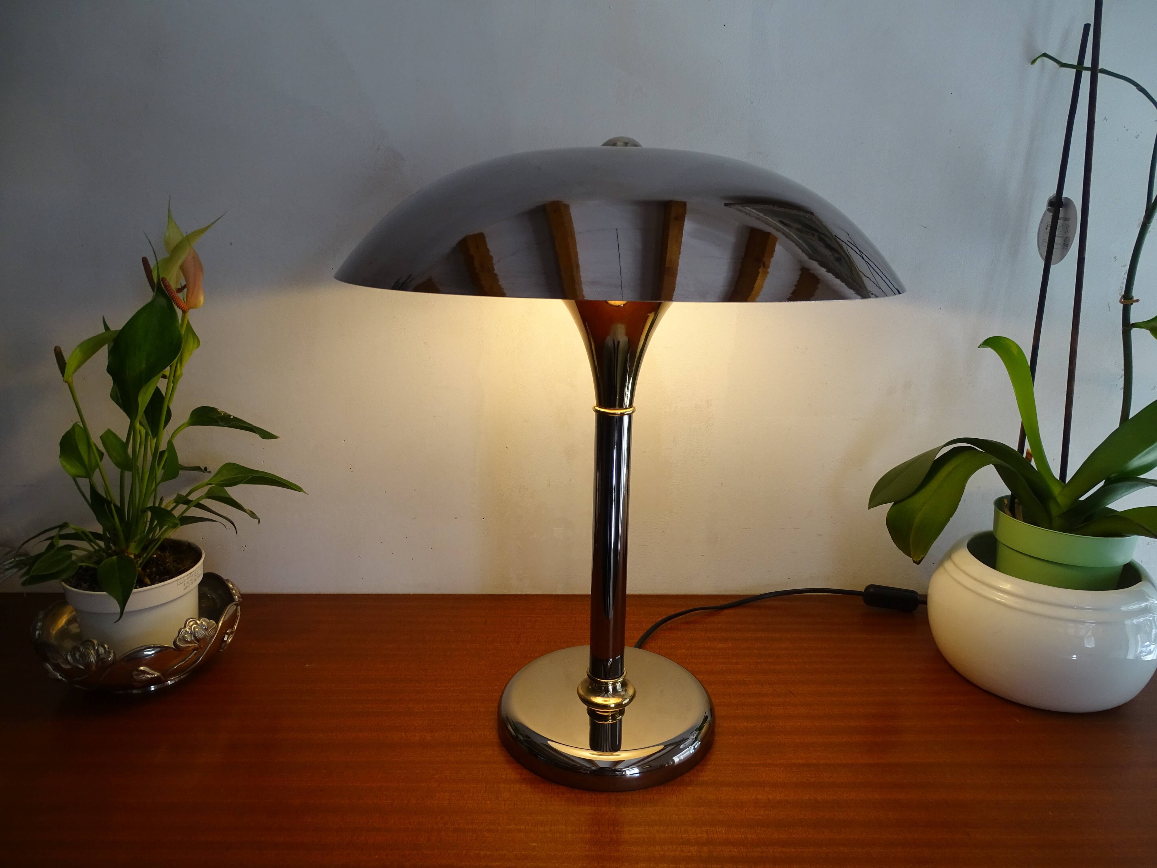 Mushroom lamp design chrome metal 48 cm