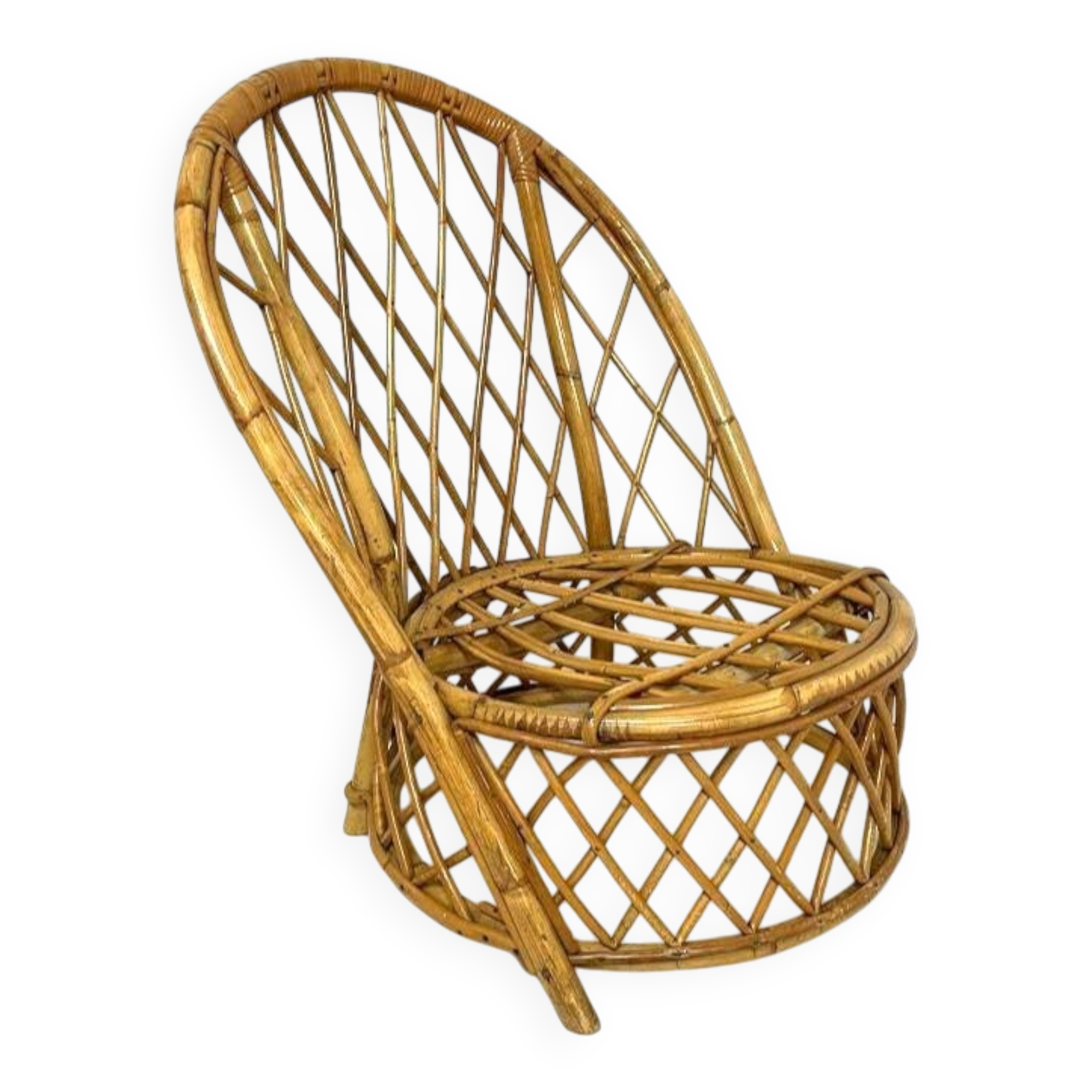 Audoux Minnet lounge chair with basket backrest - 1960s