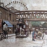 Aquarelle ancienne Paris rue du Commerce par Amédée Lecomte