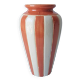 Vintage white coral striped vase