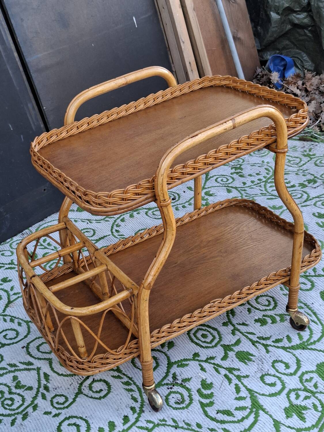 Bamboo serving cart