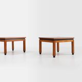 Set of 2 minimalistic MDK Belgium side tables in teak, ca. 1960