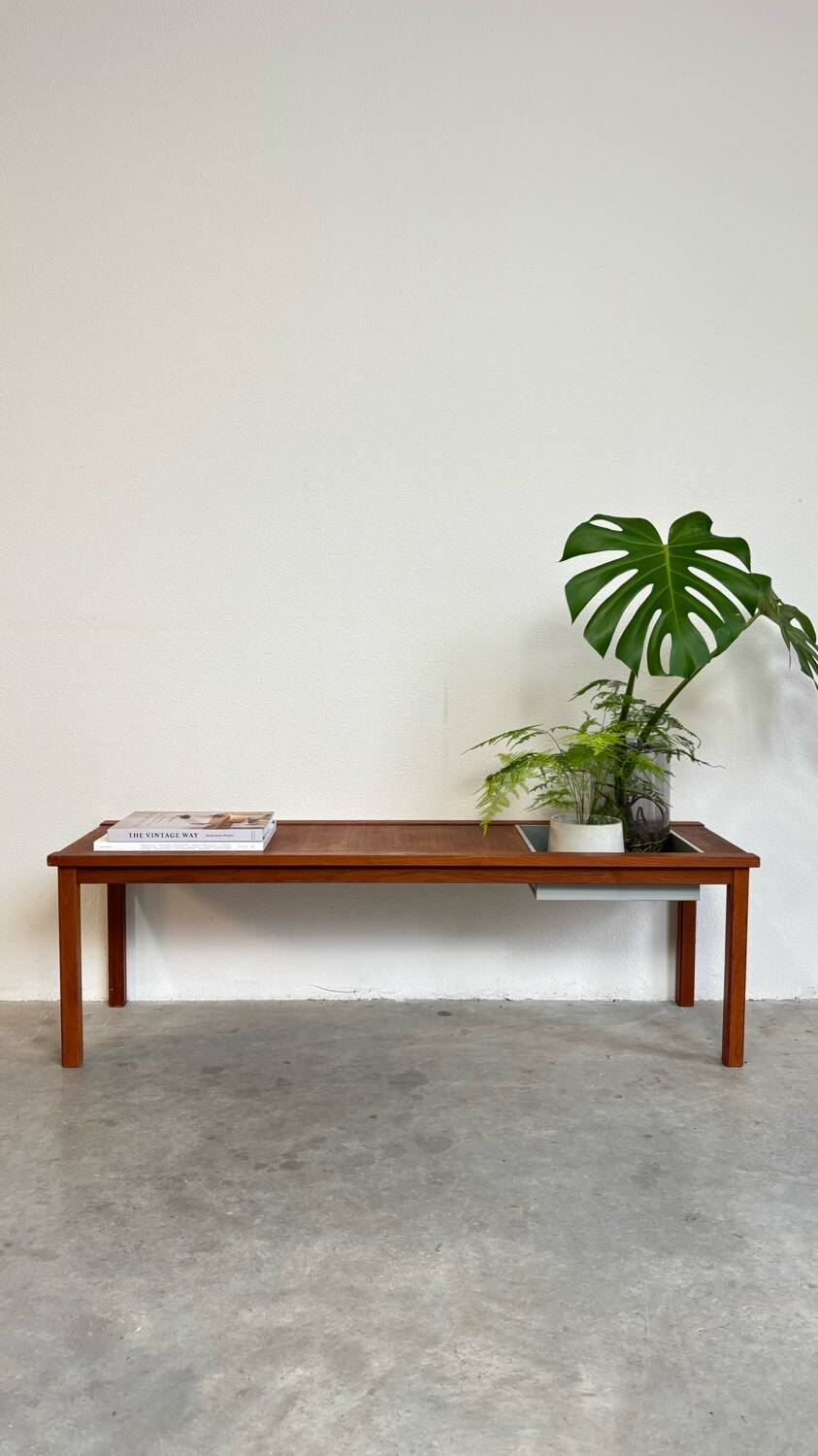 Vintage Danish bench with planter in teak