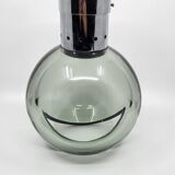 Pendant chandelier, chrome and smoked glass, eye ball design, space age, Italy, 1970s