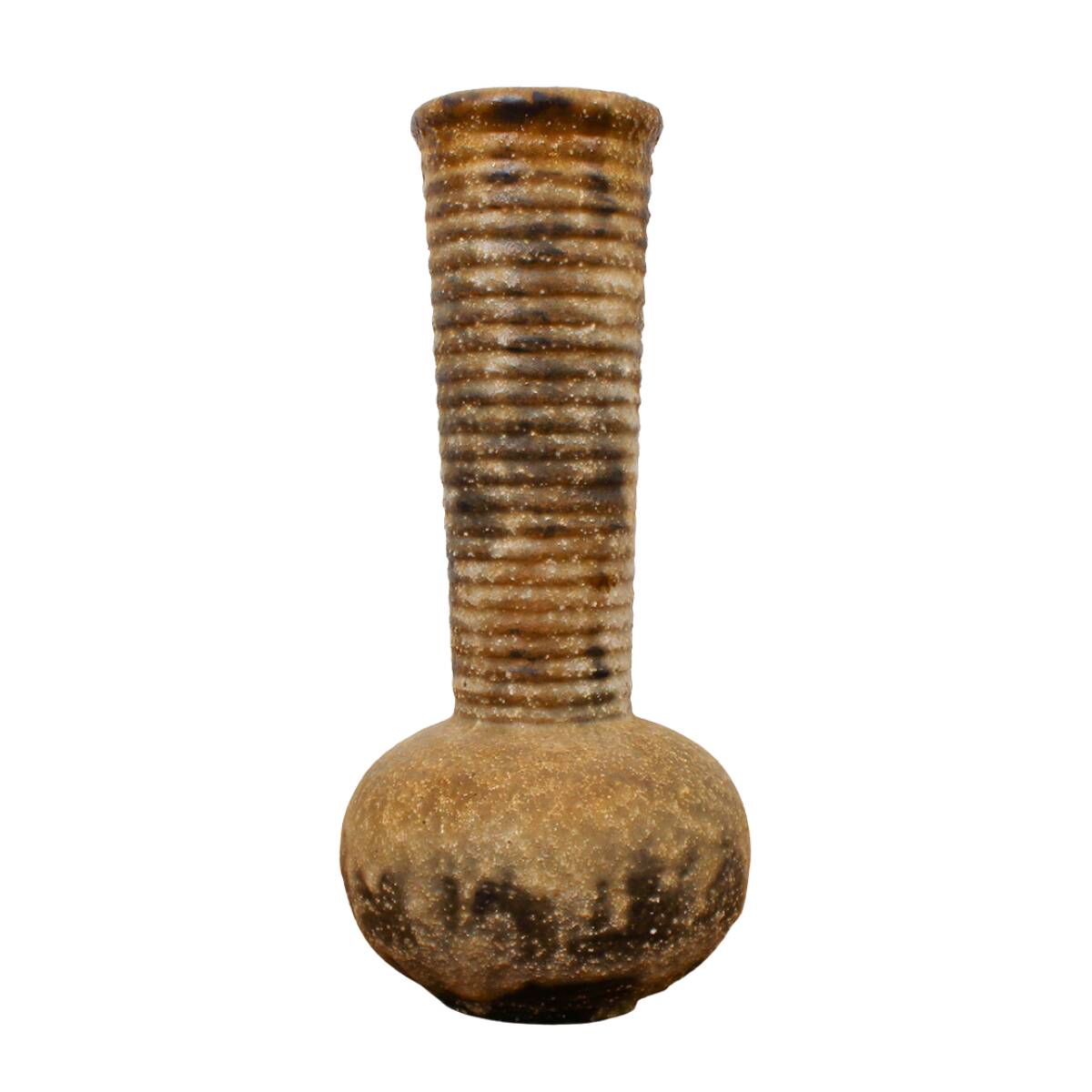 Vase plat en lave marron