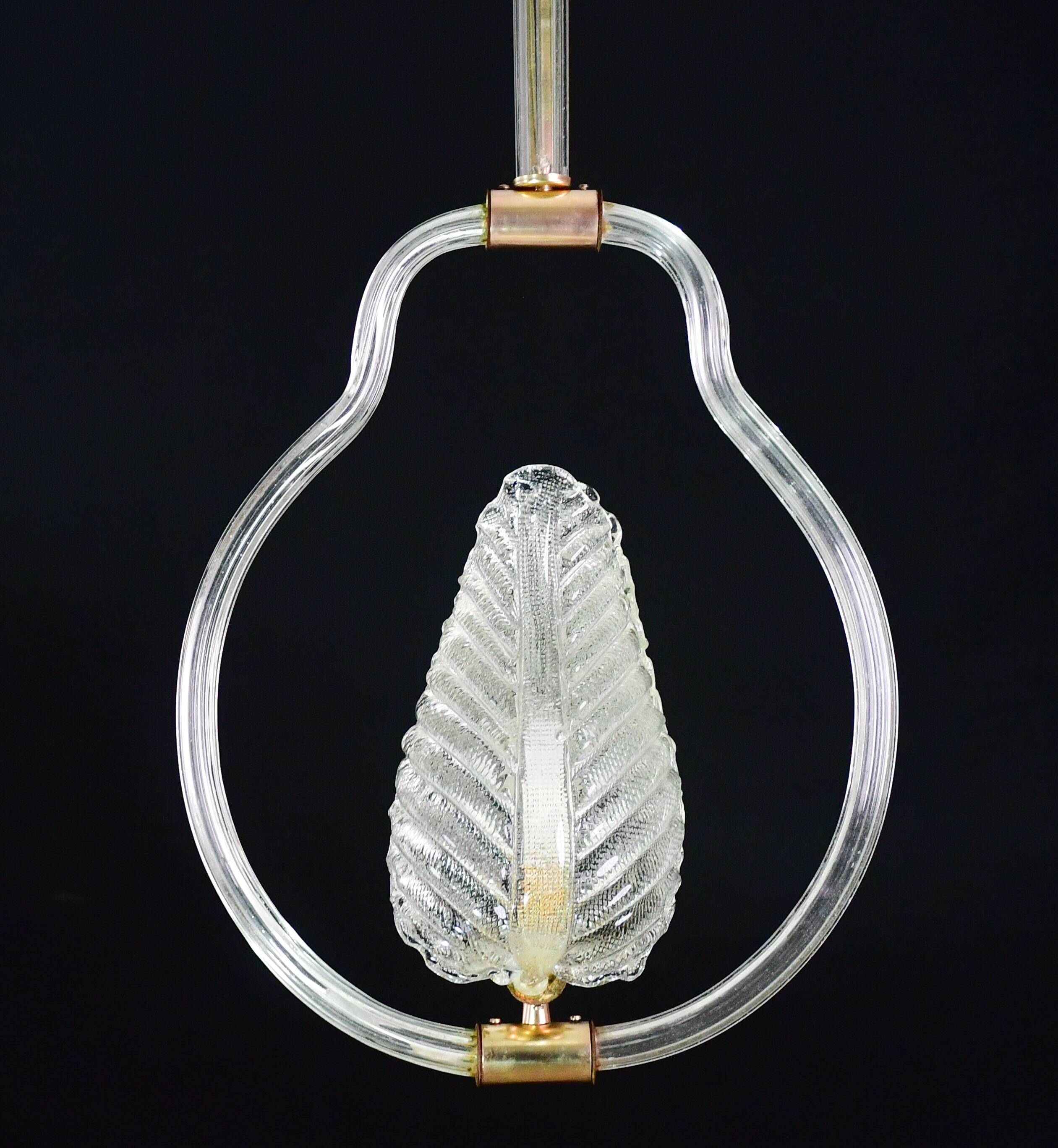 Lovely transparent Art Deco Barovier e Toso pendant light Murano glass, 1930s