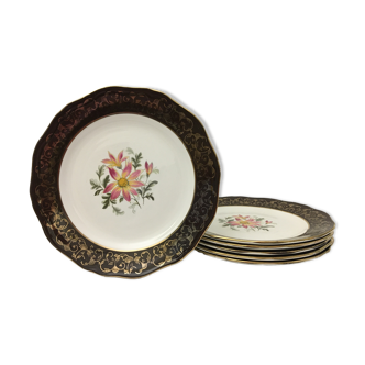 Lot de 6 Assiettes à Dessert « L'Amandinoise », modèle «  Clématite »