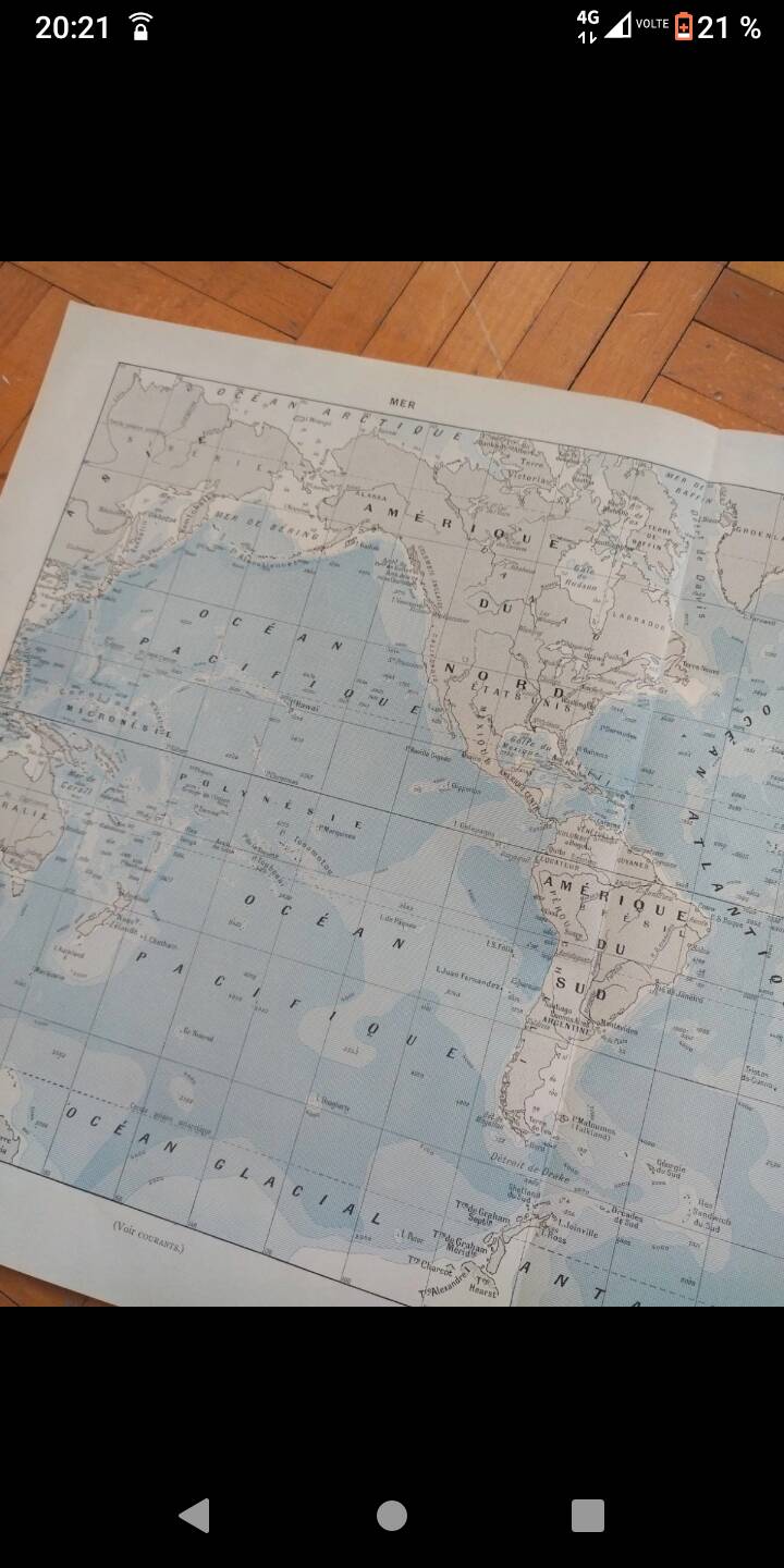 Old geographical map seas currents isobars isotherms Larousse