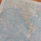 Old geographical map seas currents isobars isotherms Larousse