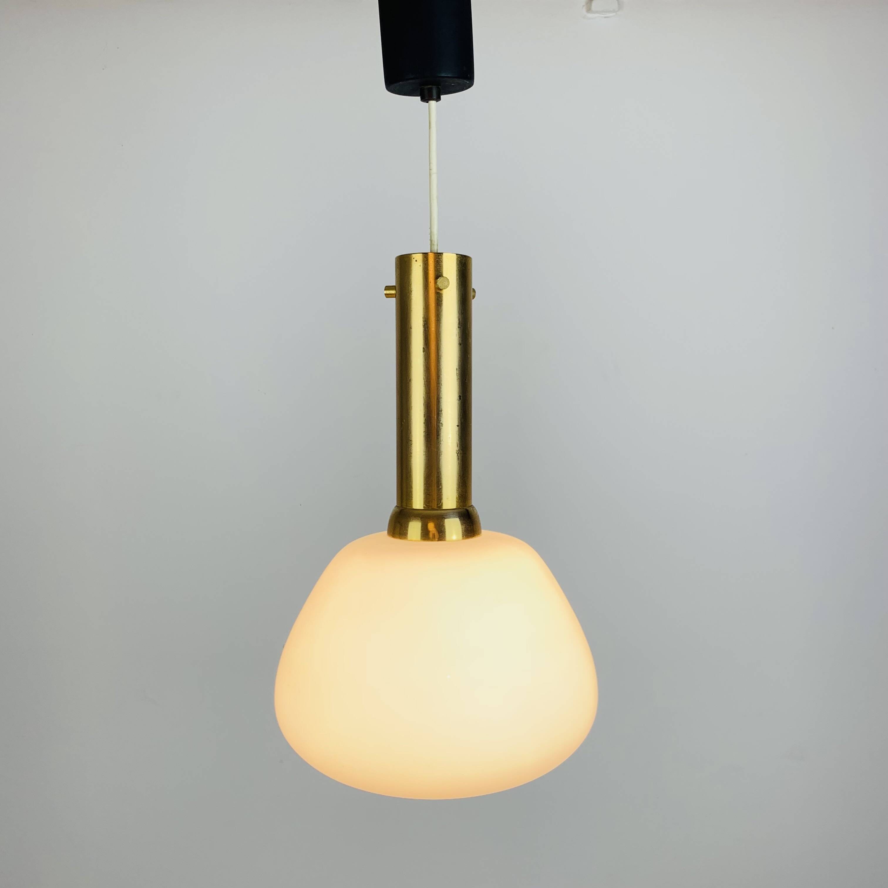 Scandinavian opaline brass suspension from the 1960s.