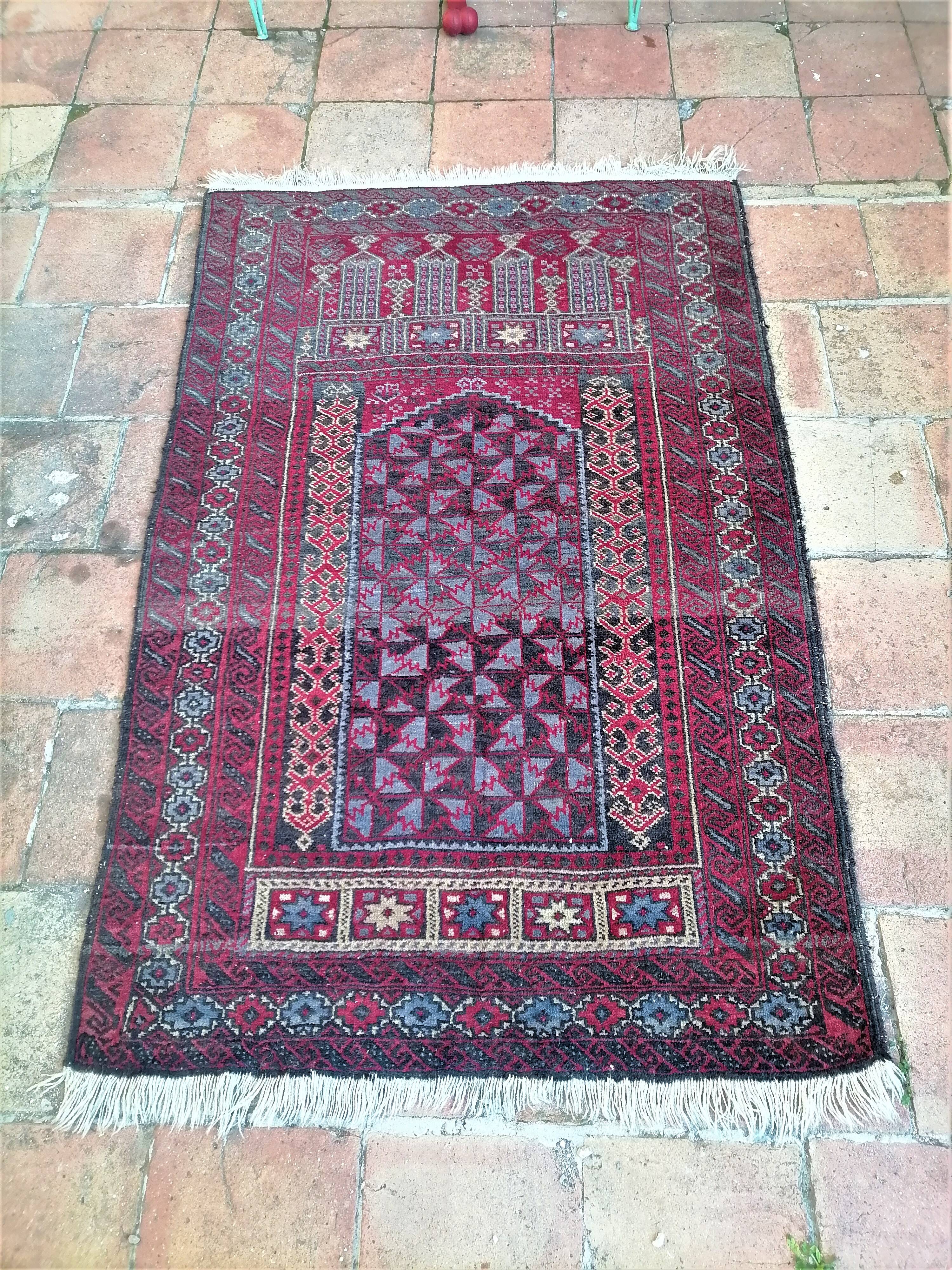 Ancient oriental prayer mat. ( 143 x 92 )
