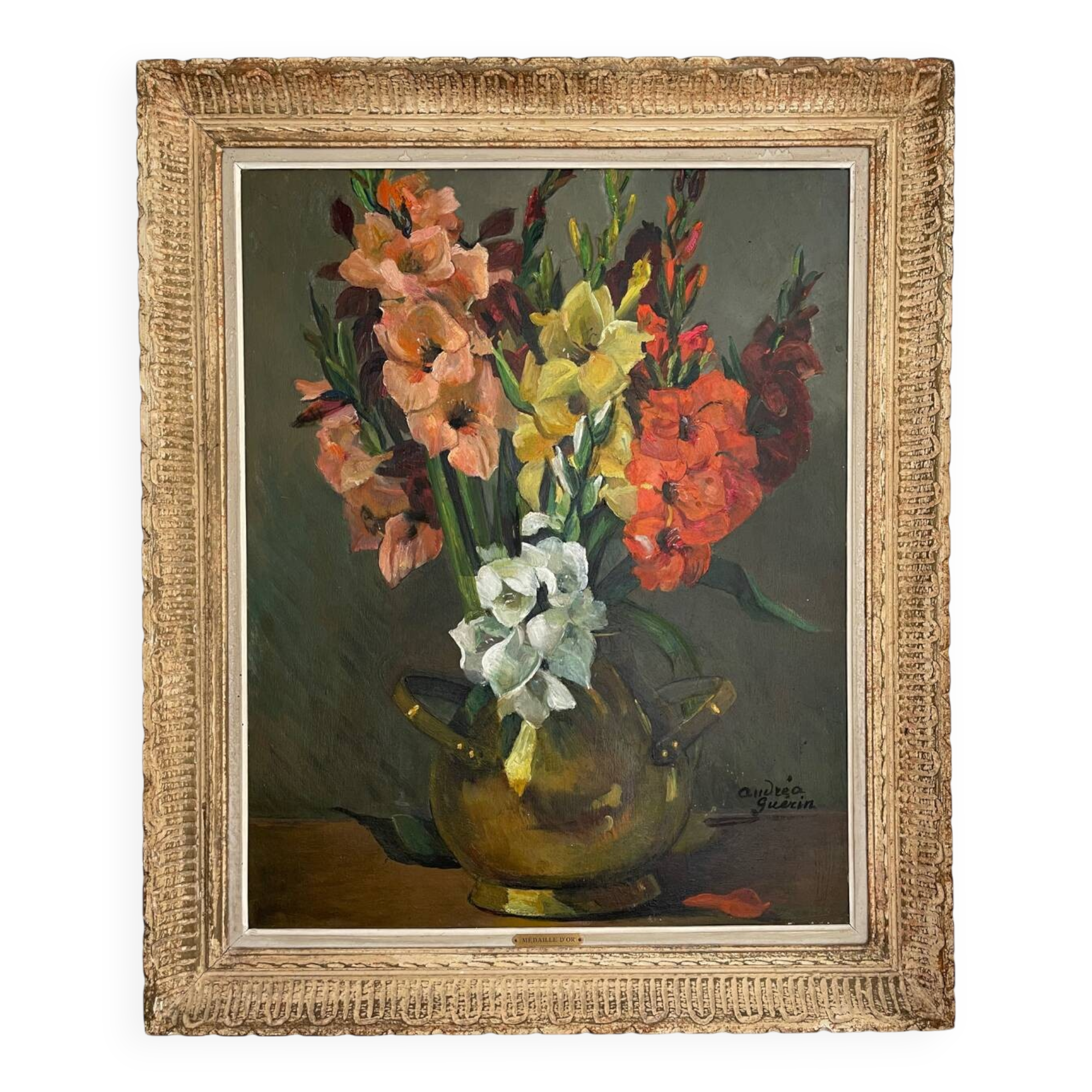 Wooden table signed gold medal