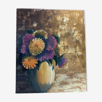 Oil on canvas, bouquet of flowers