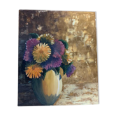 Huile sur toile, bouquet de fleurs