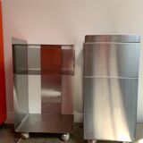 Pair of brushed aluminum bedsides