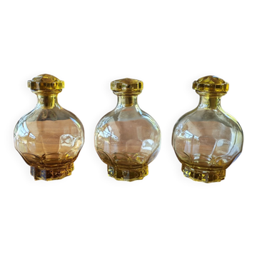 Set of 3 Art Deco yellow glass carafes