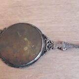 Old brass hand mirror - 25x12cm