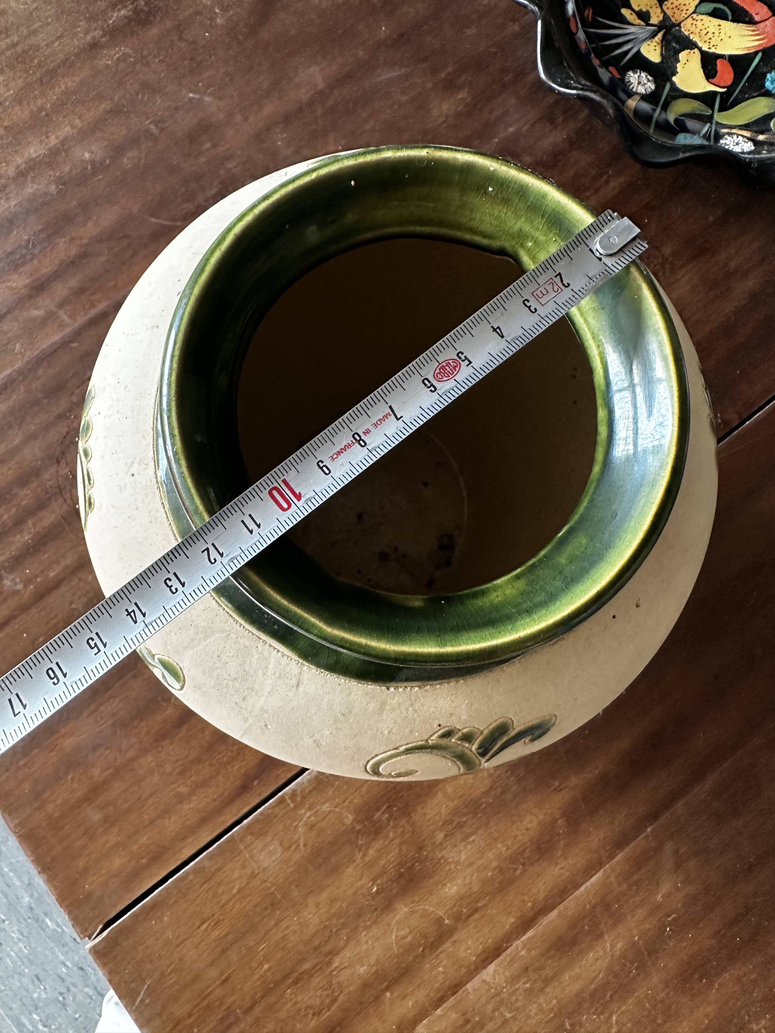 Art Deco vase signed GV (Croismare) raw and glazed ceramic