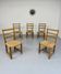 Lot de 5 chaises en bois et assises corde design scandinave années 70 